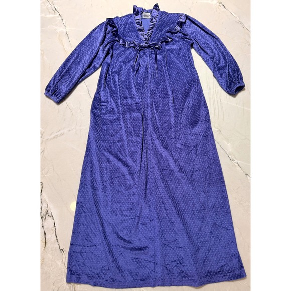Donna Richard for Gilligan & O'Malley Other - Donna Richard Gilligan O'Malley Vintage Purple Velvet Ruffle Maxi Robe USA Made